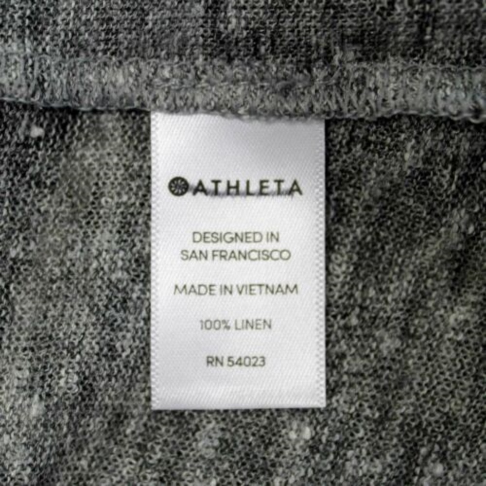 ATHLETA Women Top T Shirt Gray Linen Ruched Tee - Picture 5 of 8